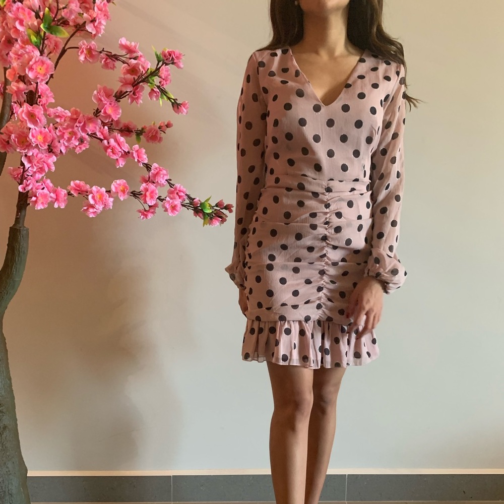 Polka dot long sleeve dress.
